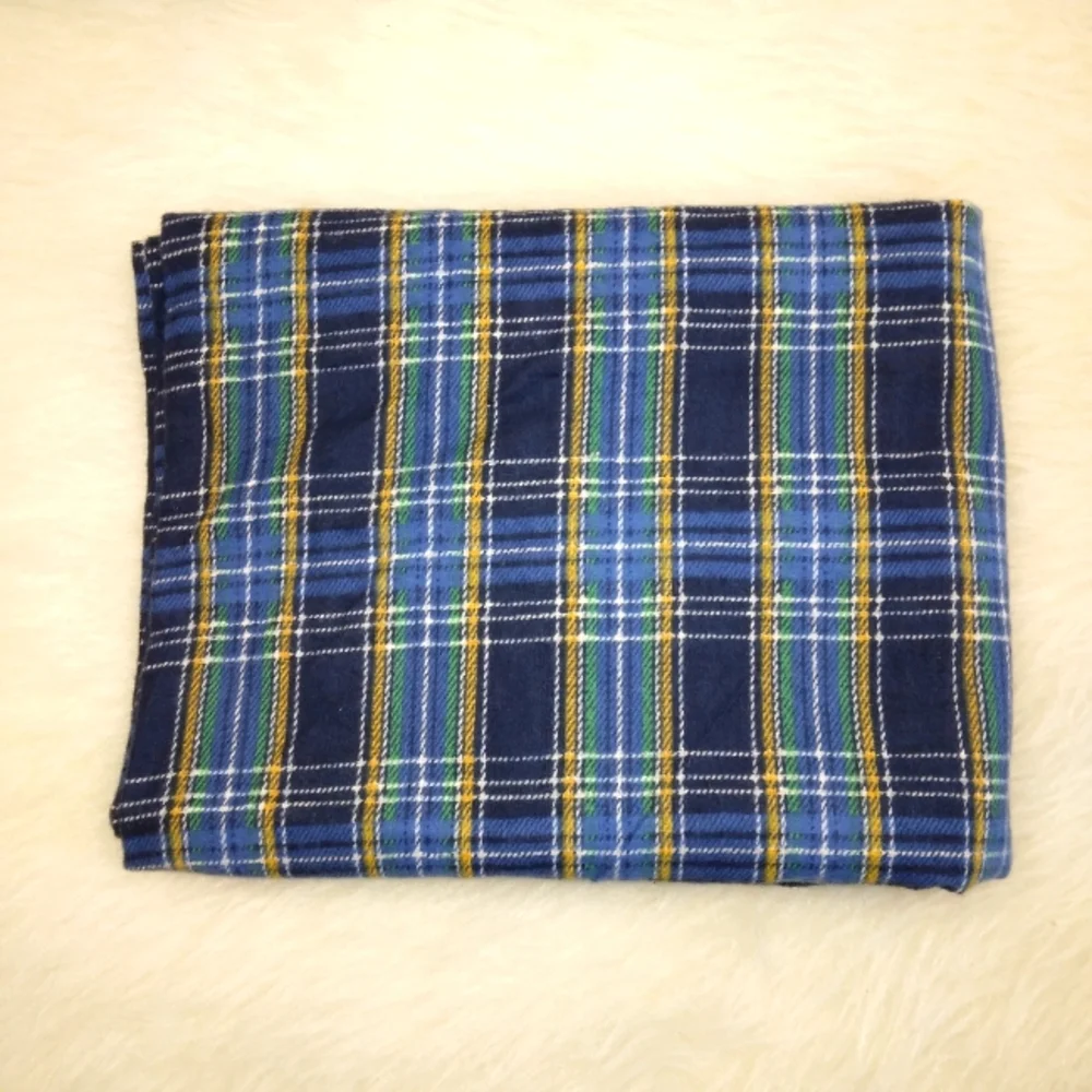 FABRIC Flannel, printed blue plaid 1 yard plus 12 inches